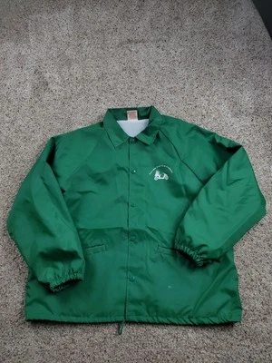 Vintage 90s Cardinal Windbreaker Jacket XL Mens Green Snap Front USA Made - Image 1 of 4