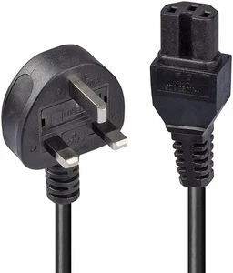 30458 2 M Mains UK 3 Pin Plug to Hot Conditioned IEC C15 Power Cable Lead - Picture 1 of 14