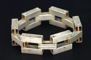 Art Deco Chain Bracelet, A 1920s Tank Track Sterling Silver Mechanical Hinge - Picture 1 of 7