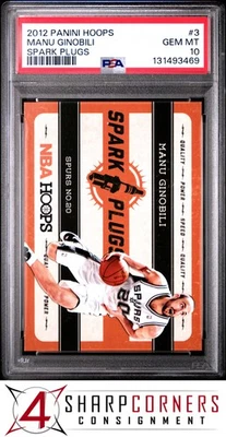 2012 PANINI HOOPS SPARK PLUGS #3 MANU GINOBILI HOF POP 4 PSA 10 - Image 1 of 3