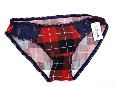 Soma Intimates Embraceable Lace Bikini ~Blanket Plaid Mini Navy~ Size: M [NWT] - Image 1 of 3