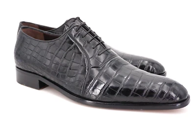 USADO 10x | $1495 TESTONI 9 G US 10 PUNTERA LISA OXFORD BALMORAL COCODRILO NEGRO Foto 1 de 4