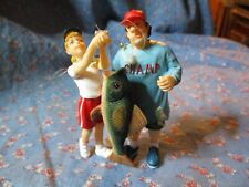 ksm. Christmas Ornament Fishing Father Daughter with Champ Fish  4 Inch High