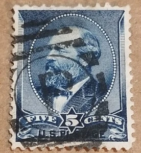 Scott 216 1888 5 centesimi Garfield francobollo statunitense - Foto 1 di 2