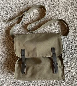 Rothco Canvas Messenger Bag 100% Cotton Leather Securing Straps Military Style - Picture 1 of 23
