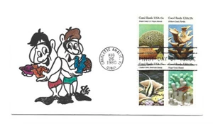 1827-30 Coral Reefs Animated by Ellis block of 4 FDC - Picture 1 of 1