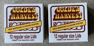 Tapas de enlatado vintage Golden Harvest tamaño regular para frascos de albañil NUEVO sin abrir Foto 1 de 4