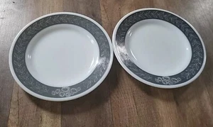 Corning Grey Laurel Leaf Dinner Ware Restaurant Ware  Dinner Plates Lot Of 2 - Picture 1 of 8