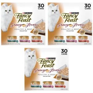 3 Pack Purina Fancy Feast Gravy Lovers Poultry and Beef Gourmet Wet Cat Food - Picture 1 of 7
