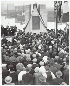 1930 Vintage Photo dedication Jacques Marquette Monument Damen Avenue Chicago - Picture 1 of 2