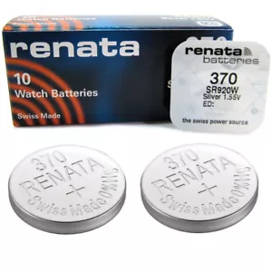 Renata 370 SR920SW Watch Battery 1.5V Silver Oxide SR920W SR69 Pack of 2 - Picture 1 of 1