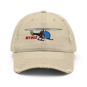 Gorra bordada en dificultades para helicóptero Flyboy Toys HELI25C47-R1 - agrega tu N# - Imagen 1 de 9
