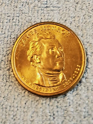RARE Presidential Golden Dollar US Coin.  James Monroe 2008 D - Image 1 of 4