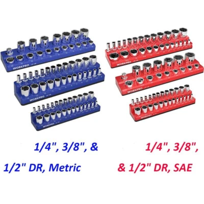 Magnetic Socket Organizer Storage Holder Tray 1/4"/3/8"/1/2" Drive SAE/Metric US - Image 1 of 4