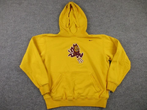 Nike Arizona State Sun Devils Hoodie Adult L Yellow Pullover Swoosh Pockets Mens Cover