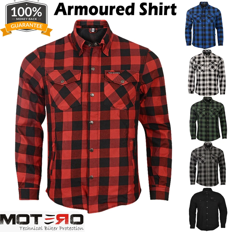 Mens MOTERO  Motorcycle Motorbike Shirt Jacket ARAMID Lined CE Armour Protection - Image 1 of 4