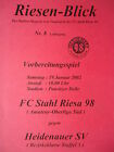Program Gra przygotowawcza 19.1.2002 FC Stahl Riesa - Heidenauer SV
