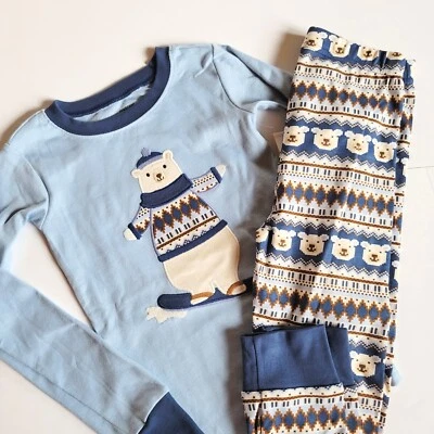 Gymboree Boy 6 Holiday Gymmies Fair Isle Bear azul nuevo con etiquetas Foto 1 de 4