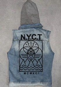 Pull And Bear Light Denim Jacket Size Medium Hooded Vest - Picture 1 of 11