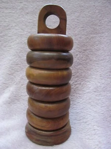 Mid-Century Modern Set 6 Teak Napkin Rings On Stand VGC Neutral Table Decor - Picture 1 of 8