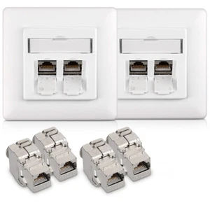 4x Jack Keystone Blindée CAT6A avec Prise Murale pour Connexion Câble Ethernet - Photo 1/8