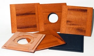 1 Wooden Lens Board 4" x 4" for Deardorff 5" x 7" made of Tigerwood #0, #1, #3 - Picture 1 of 2