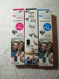 Selfie Stick mit Auslöser eingebaut FARBE WÄHLBAR Rosa Blau Schwarz - Bild 1 von 5