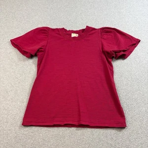 Nation LTD Shirt Womens Medium Pink Puff Sleeve Crewneck Soft Boho Quiet Luxury - Picture 1 of 9