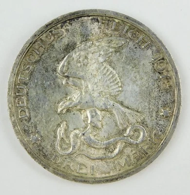 1913 Estados Alemanes Prusia 3 Marcas UNC Detalles Sin Circular Llanta Daño C2952 Foto 1 de 2