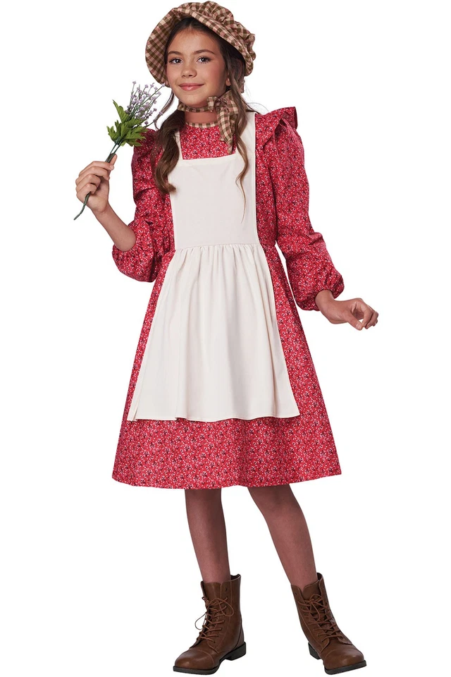 Frontera Medieval Niñas Colono Disfraz Gorro Vestido Halloween 3020 002 Foto 1 de 1
