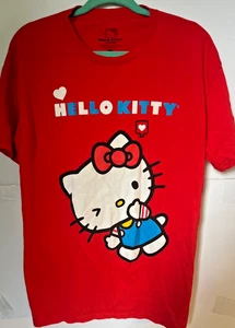 Hello Kitty Red Graphic Tee – Peace Sign, Hearts, Sanrio 2023 – Size L - Picture 1 of 5
