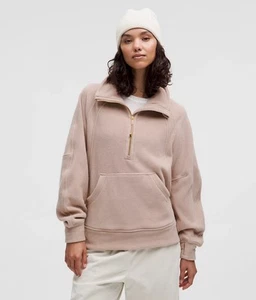 Lululemon Scuba Tumbled Fleece Funnel Neck Half Zip Adaptive Pink Gold Sz M/L - Picture 1 of 7