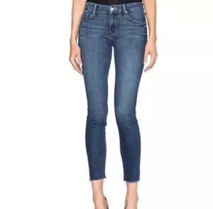 MOTHER Looker Ankle Fray Skinny Jeans Girl Crush Wash Women’s 29 Blue Denim - Picture 1 of 12