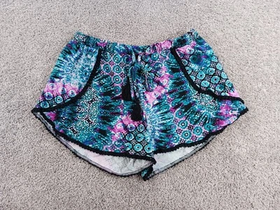 Hot Kiss Medium Teens Shorts Blue Geometric Polyester Blend - Image 1 of 4