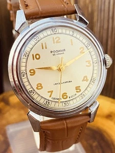 Orologio sovietico, quadrante bianco Rodina, orologio automatico vintage anni 50 made in URSS #8114 - Foto 1 di 22