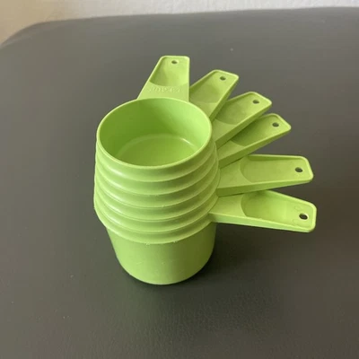 VTG Set of 6 Tupperware Stackable Measuring Cups #761-766 Bright Green - Image 1 of 4