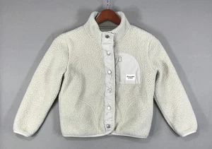Abercrombie Kids Sweater Jacket Girl's 7/8 Ivory Fleece Button Down Zip Pockets - Picture 1 of 14