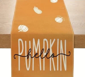 Hello Pumpkin Tischläufer 72 cm Herbst Tischläufer Kürbisse Erntedankfest  - Bild 1 von 4