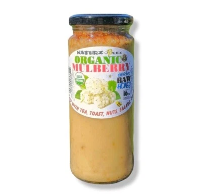 ORGANIC RAW HONEY & ORGANIC MULBERRY 1LB USDA ORGANIC CERTIFIED 16oz 454g Glass - Image 1 of 4