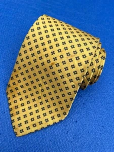 Authentic BEAMS Abstract Pointed  Plaids Design On Yellow 100% Silk Necktie Tie - Picture 1 of 12