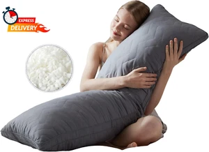 Quilted Memory Foam Body Pillow - Large Full Body Pillows for Adults - Soft Long - Picture 1 of 12