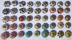 Ceramic knobs pulls handles for doors drawers cupboard cabinet wardrobe - brass - Picture 1 of 180