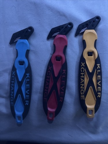 Klever XChange - KCJ-XC-35Y - Safety Box Cutter - Yellow - Blue - Red ...