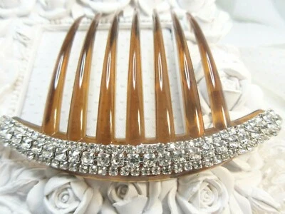 Triple Row Sparkling AAA Clear Rhinestone French hair comb, Wedding Hair Comb - Image 1 of 4