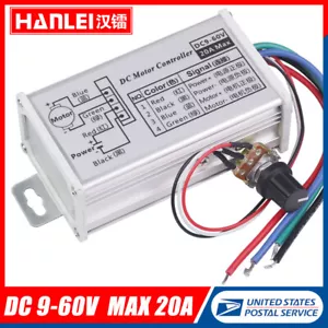 PWM DC Brush Motor Stepless Variable Speed Controller Switch 12V 24V 48V 60V 20A - Picture 1 of 5