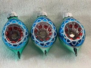 Adornos de Navidad Vidrio Radko Brillante Brite Juego de 3 Hendiduras de Lágrima EX8764 - Imagen 1 de 6