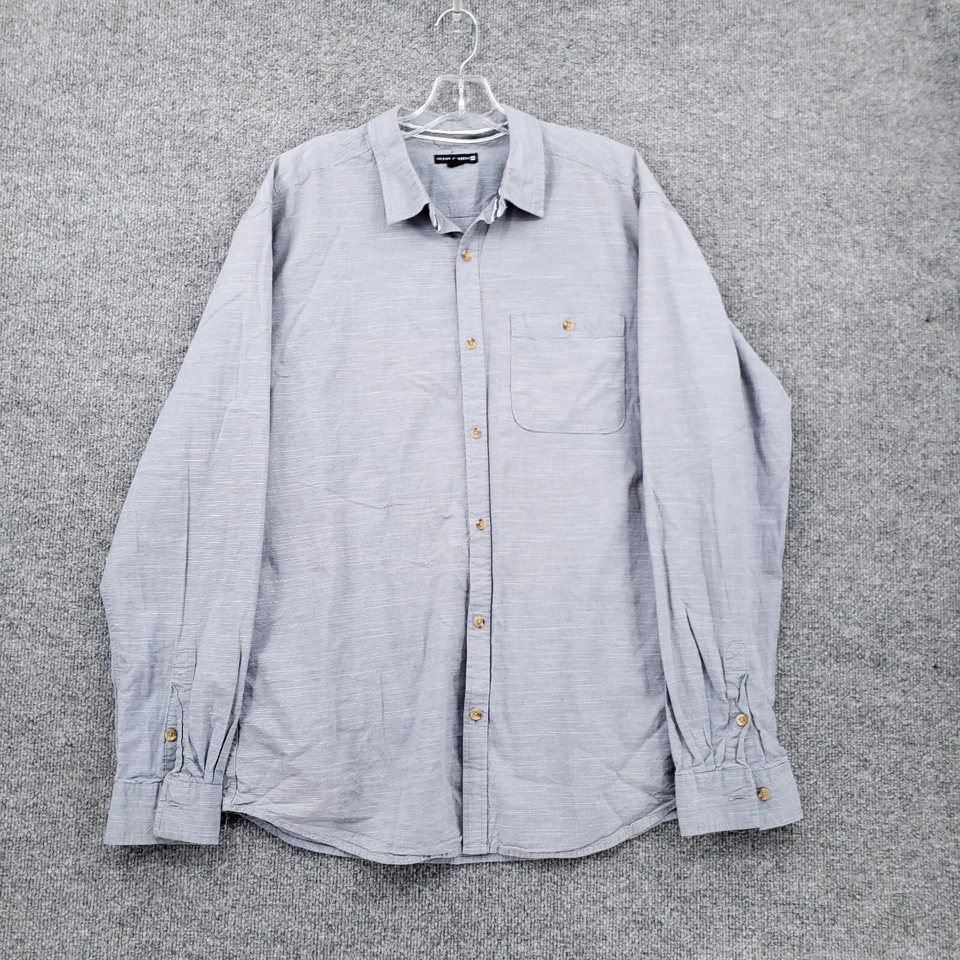 Ocean Current Shirt Mens XL Cas Button-Up Blue/Grey Pockets Long Sleeves Cotton - Image 1 of 4