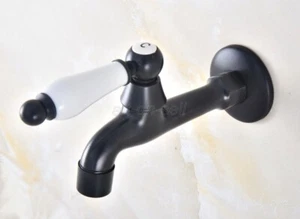Oil Rubbed Bronze Ceramic handle Mop Pool Sink Tap Single Cold Laundry Faucet - Picture 1 of 9