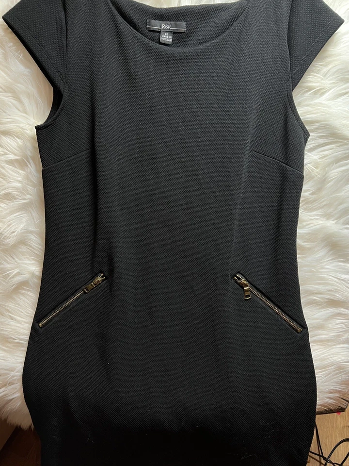 R&K - Vestido Mujer Talla Pequeña Petite Negro Mangas Cortas Foto 1 de 4