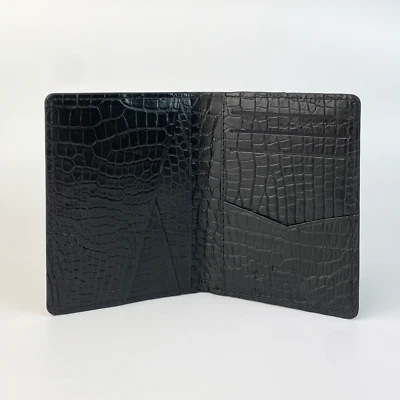 Mini billetera de cuero de avestruz de cocodrilo genuino doble cara piel doble pliegue Foto 1 de 4